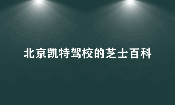 北京凯特驾校的芝士百科