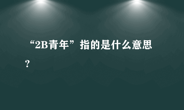 “2B青年”指的是什么意思？