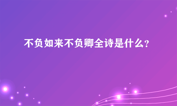 不负如来不负卿全诗是什么？