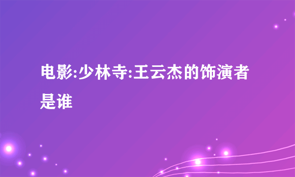 电影:少林寺:王云杰的饰演者是谁