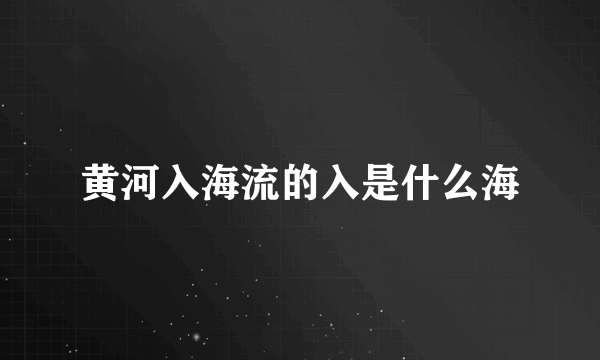 黄河入海流的入是什么海