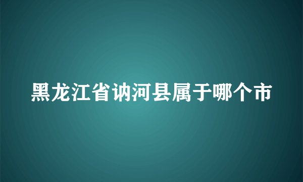 黑龙江省讷河县属于哪个市