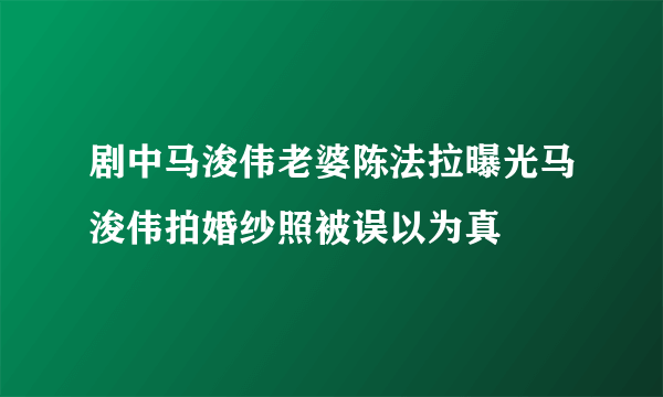 剧中马浚伟老婆陈法拉曝光马浚伟拍婚纱照被误以为真