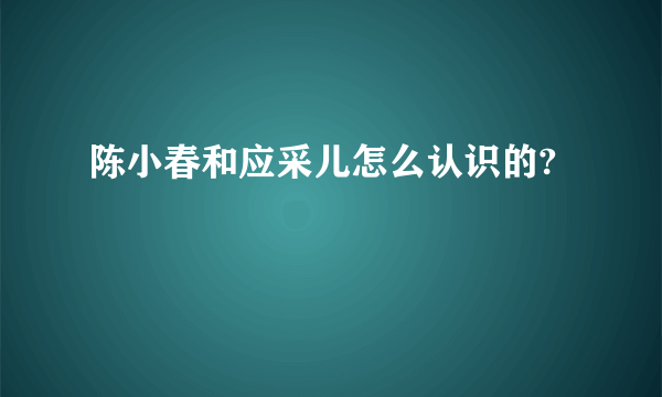 陈小春和应采儿怎么认识的?