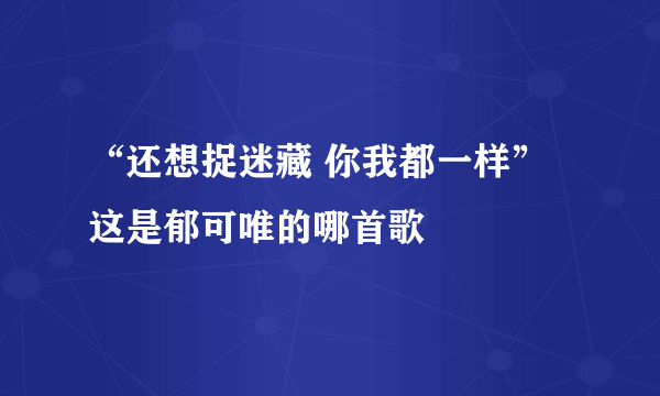 “还想捉迷藏 你我都一样” 这是郁可唯的哪首歌