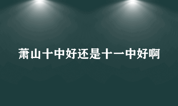 萧山十中好还是十一中好啊