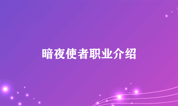 暗夜使者职业介绍