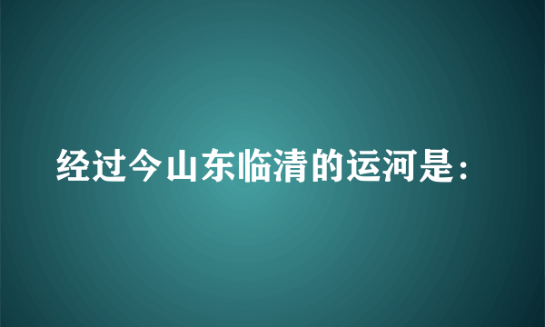 经过今山东临清的运河是：