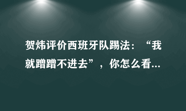 贺炜评价西班牙队踢法：“我就蹭蹭不进去”，你怎么看这种说法？