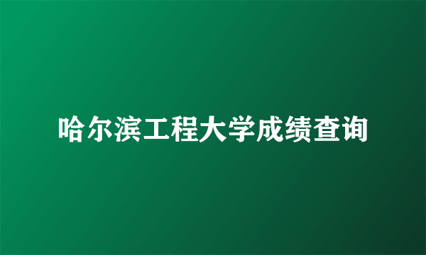 哈尔滨工程大学成绩查询