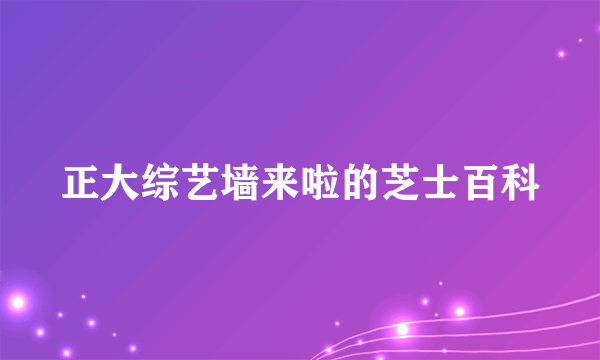 正大综艺墙来啦的芝士百科