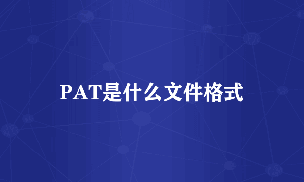 PAT是什么文件格式