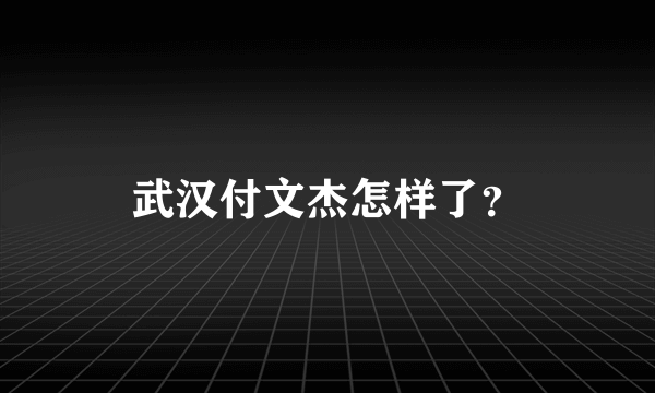 武汉付文杰怎样了？