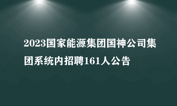 2023国家能源集团国神公司集团系统内招聘161人公告