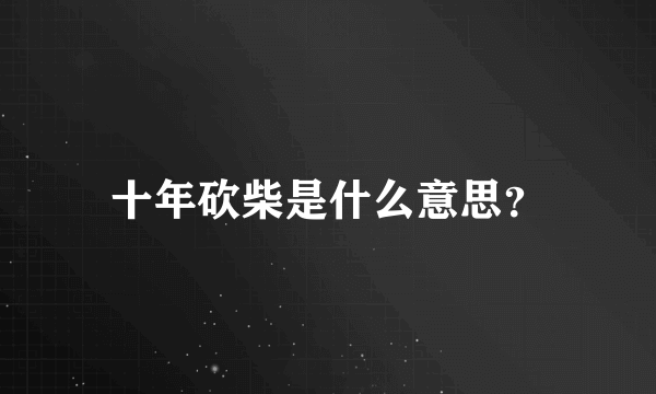 十年砍柴是什么意思？