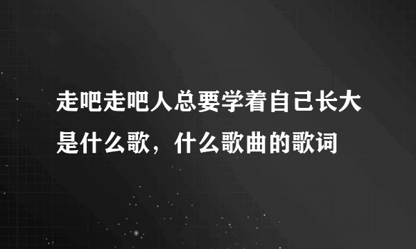 走吧走吧人总要学着自己长大是什么歌，什么歌曲的歌词