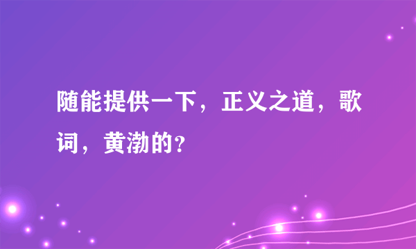 随能提供一下，正义之道，歌词，黄渤的？