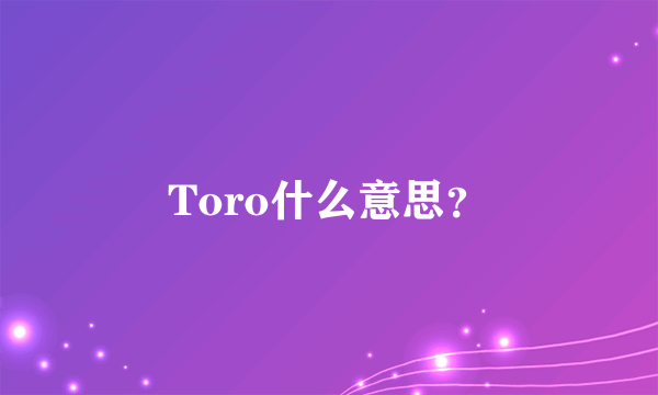 Toro什么意思？