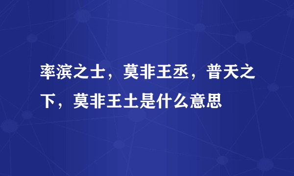 率滨之士，莫非王丞，普天之下，莫非王土是什么意思