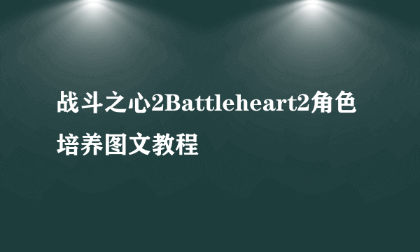 战斗之心2Battleheart2角色培养图文教程