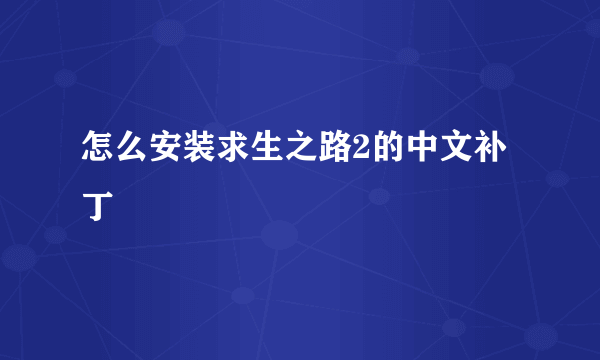 怎么安装求生之路2的中文补丁