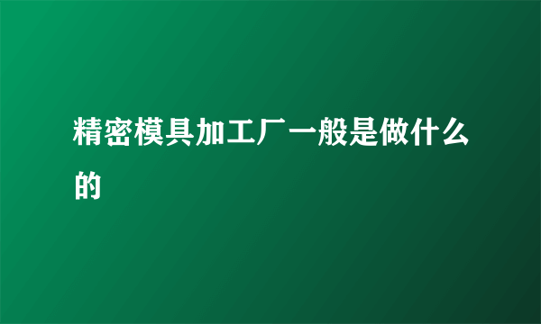 精密模具加工厂一般是做什么的