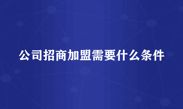 公司招商加盟需要什么条件