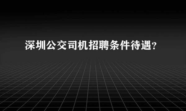 深圳公交司机招聘条件待遇？