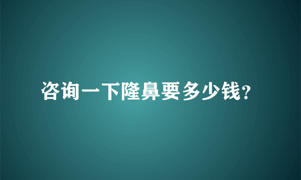 咨询一下隆鼻要多少钱？