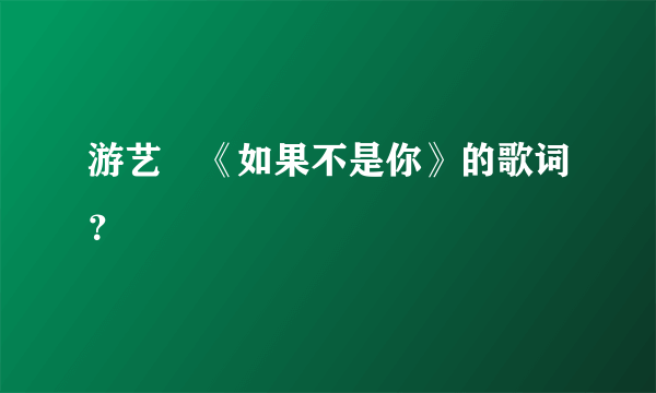 游艺湉《如果不是你》的歌词？