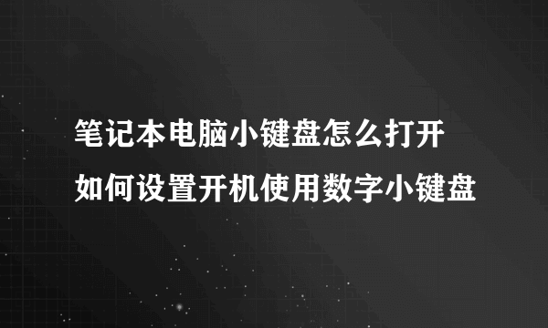 笔记本电脑小键盘怎么打开 如何设置开机使用数字小键盘