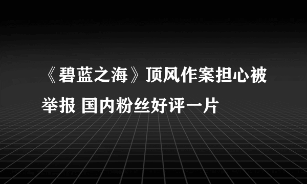 《碧蓝之海》顶风作案担心被举报 国内粉丝好评一片