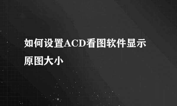 如何设置ACD看图软件显示原图大小