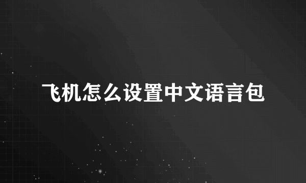 飞机怎么设置中文语言包