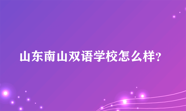 山东南山双语学校怎么样？