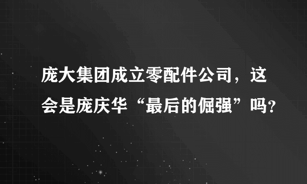 庞大集团成立零配件公司，这会是庞庆华“最后的倔强”吗？