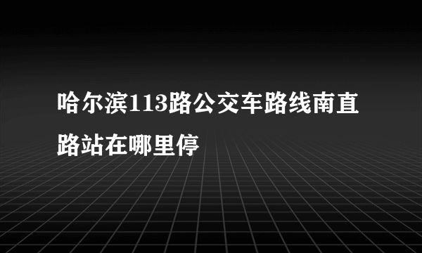 哈尔滨113路公交车路线南直路站在哪里停