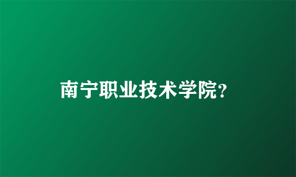 南宁职业技术学院？