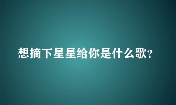 想摘下星星给你是什么歌？