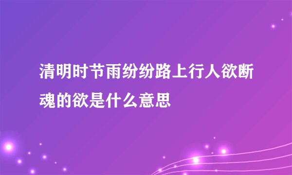 清明时节雨纷纷路上行人欲断魂的欲是什么意思