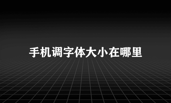 手机调字体大小在哪里