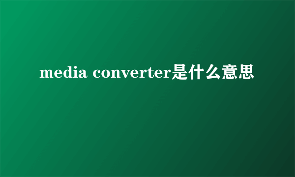 media converter是什么意思