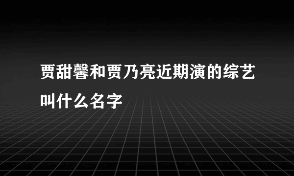 贾甜馨和贾乃亮近期演的综艺叫什么名字