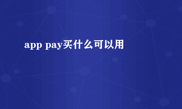 app pay买什么可以用