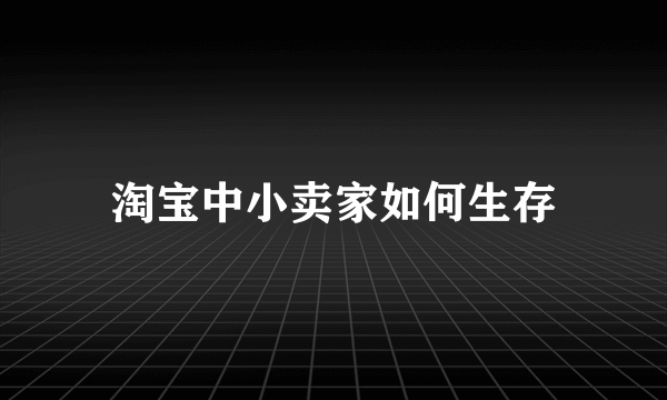 淘宝中小卖家如何生存