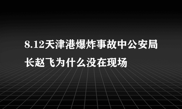 8.12天津港爆炸事故中公安局长赵飞为什么没在现场