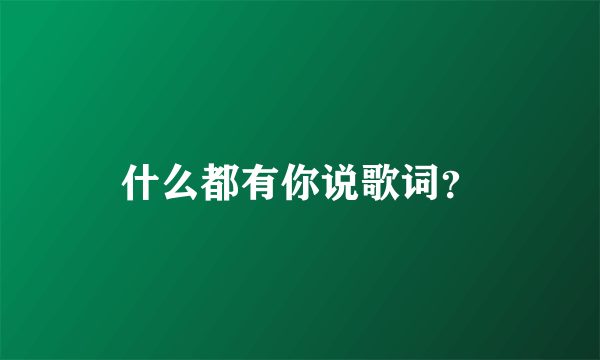 什么都有你说歌词？