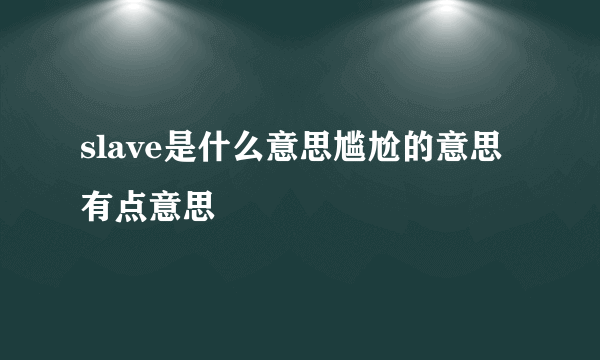 slave是什么意思尴尬的意思有点意思