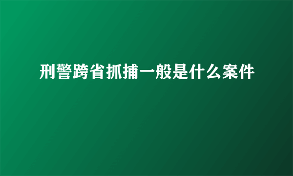 刑警跨省抓捕一般是什么案件