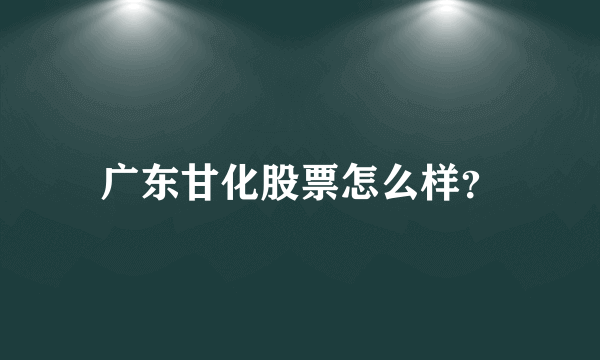 广东甘化股票怎么样？